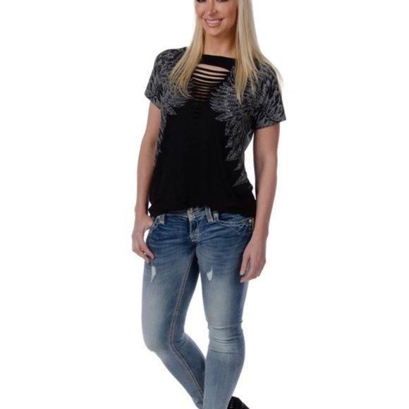 New Eagle Wings Design w/Front and Back Embellished by Rhinestone - Picture 3 of 3